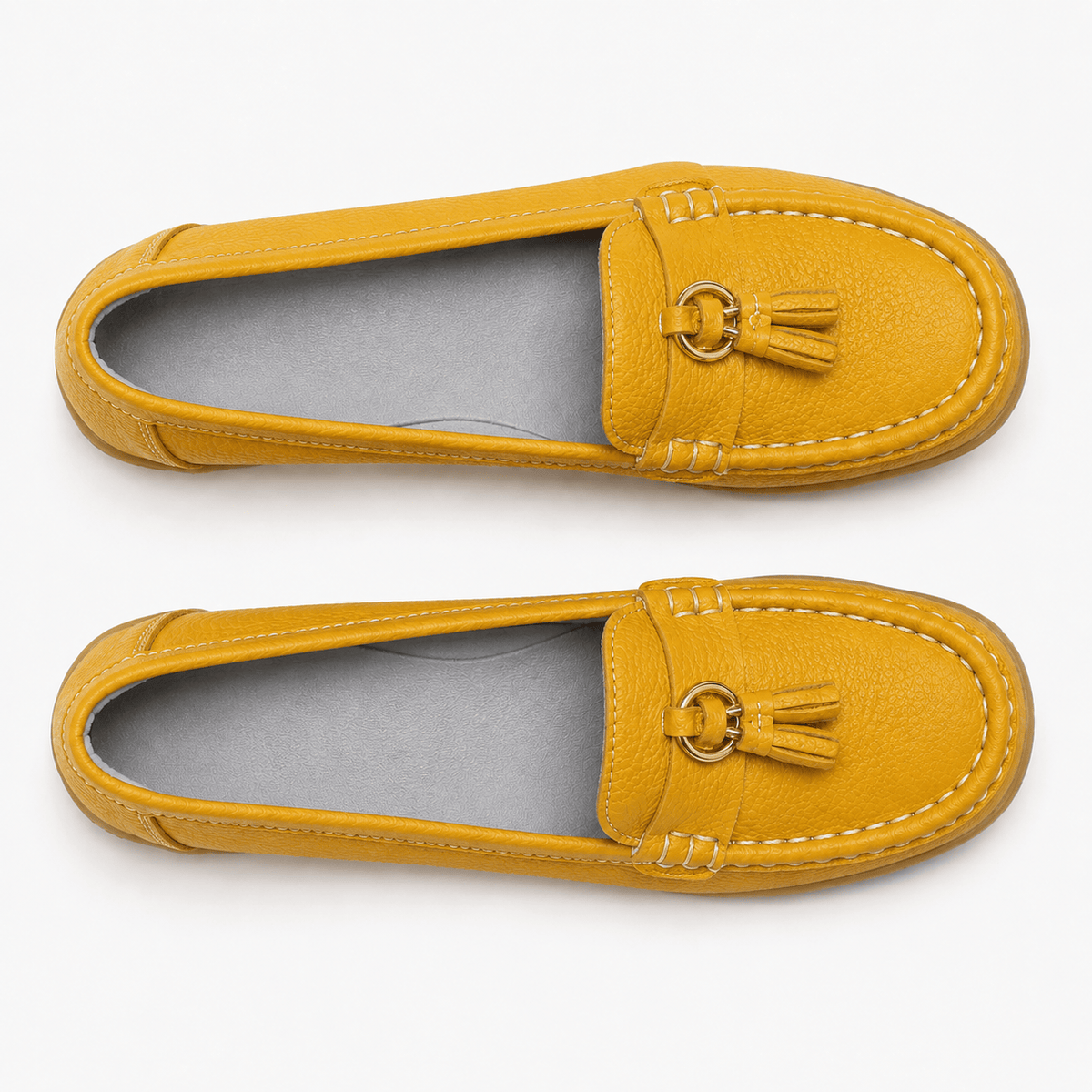 Comptoir du Mocassin Mocassins Femme en Cuir Jaune à Enfiler à Glands