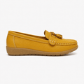 Comptoir du Mocassin Mocassins Femme en Cuir Jaune à Enfiler à Glands