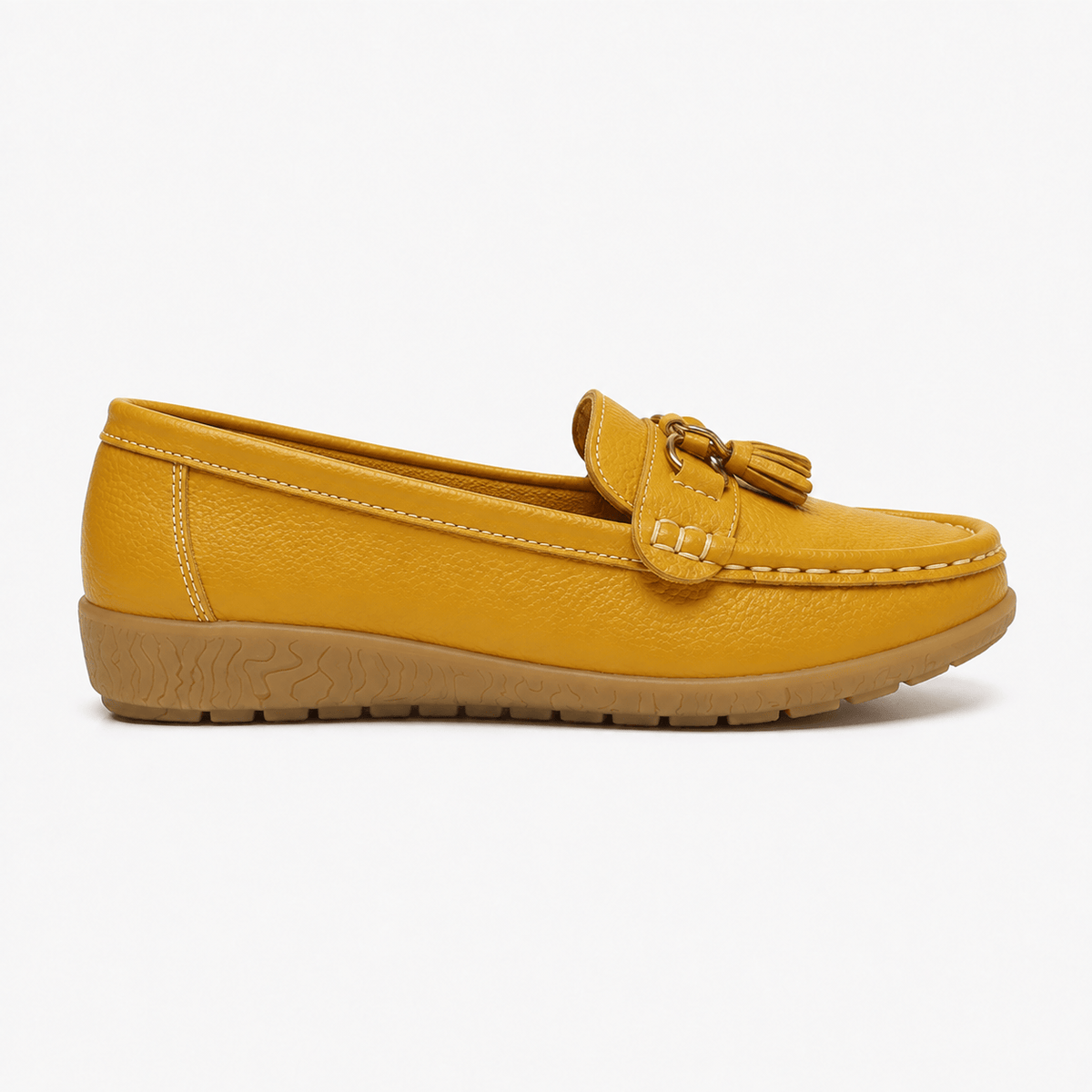 Comptoir du Mocassin Mocassins Femme en Cuir Jaune à Enfiler à Glands