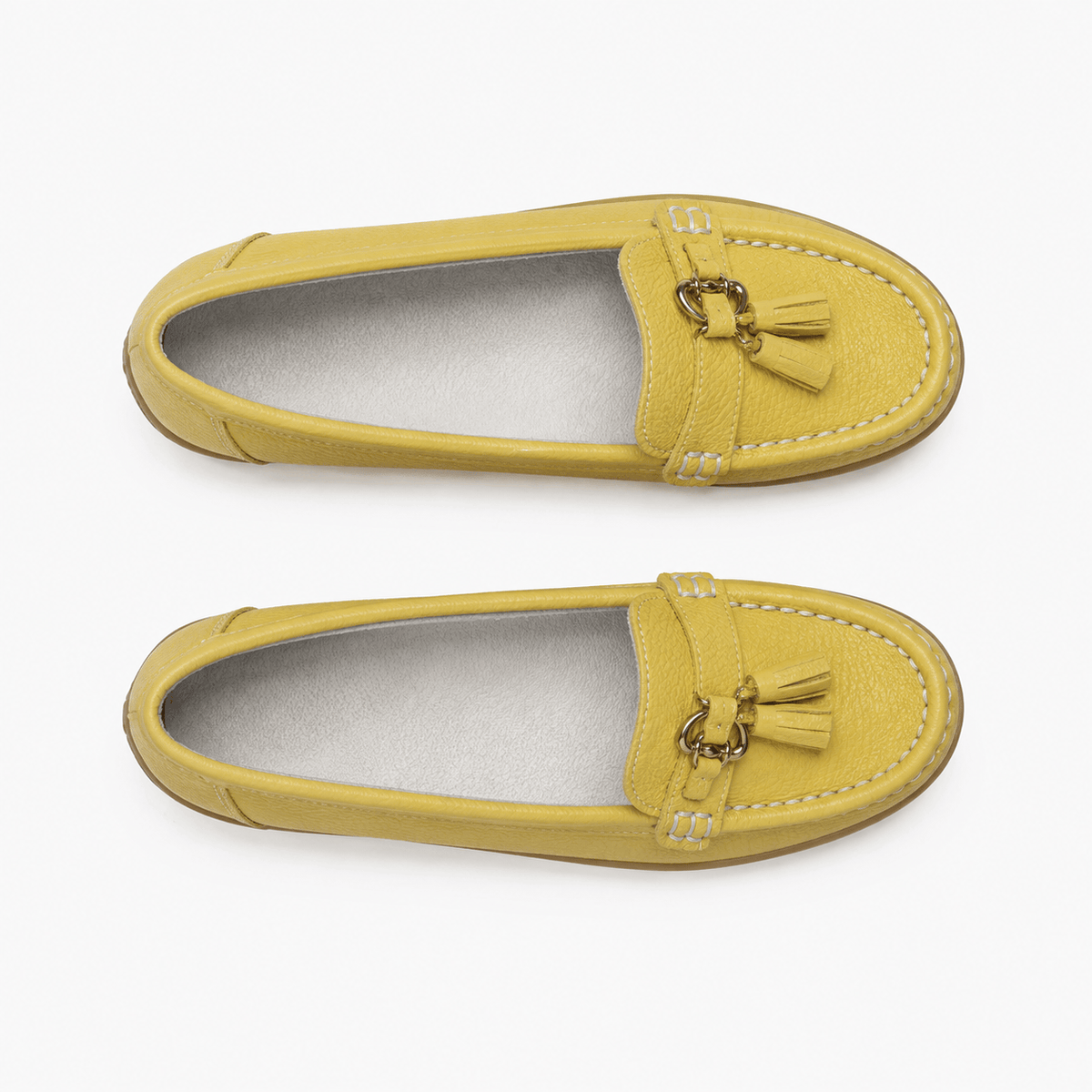 Comptoir du Mocassin Mocassins Femme en Cuir Jaune Claire à Enfiler à Glands