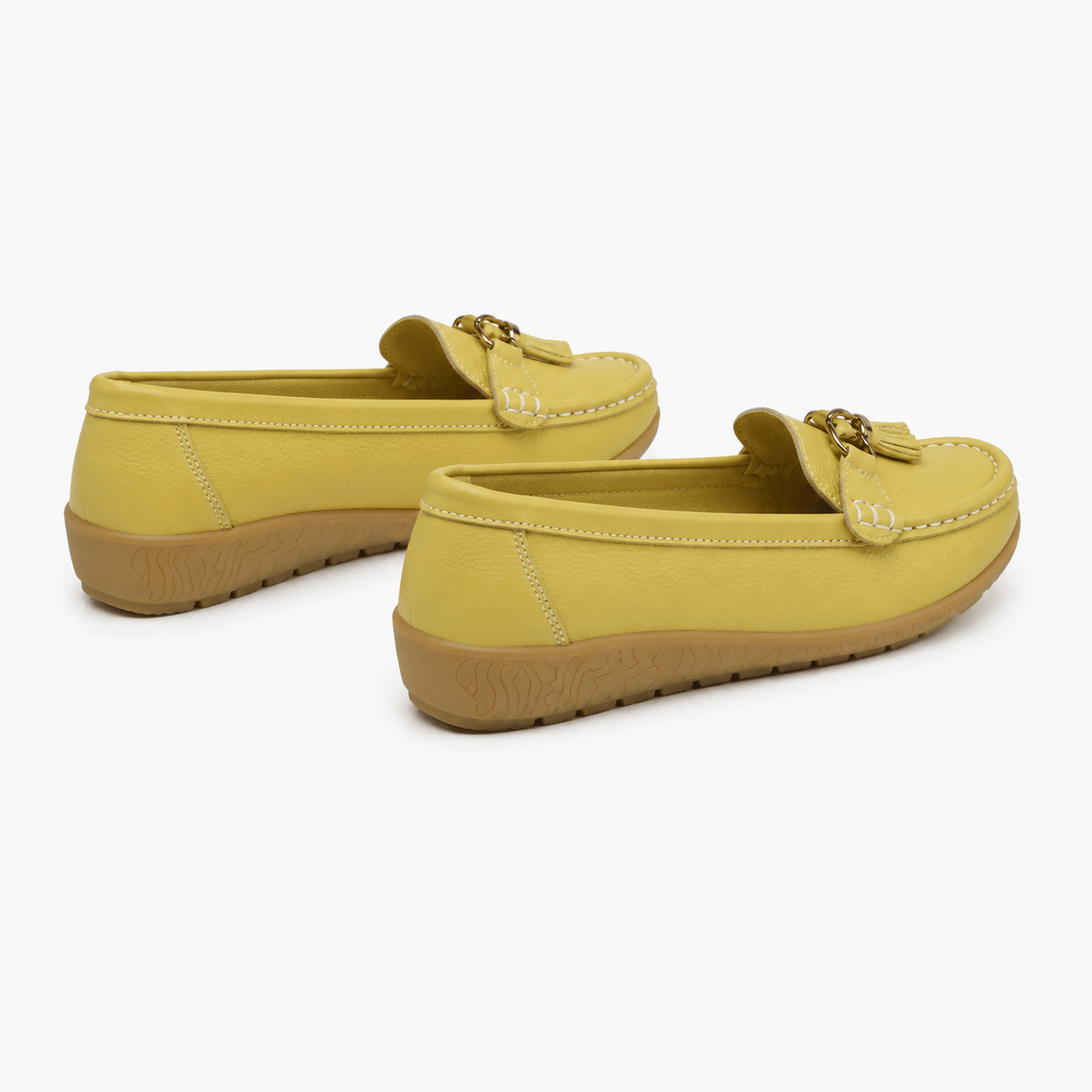 Comptoir du Mocassin Mocassins Femme en Cuir Jaune Claire à Enfiler à Glands