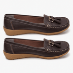 Comptoir du Mocassin Mocassins Femme en Cuir Marron foncé Enfiler à Glands