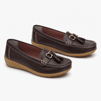 Comptoir du Mocassin Mocassins Femme en Cuir Marron foncé Enfiler à Glands