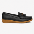 Comptoir du Mocassin Mocassins Femme en Cuir Noir à Enfiler avec Gland
