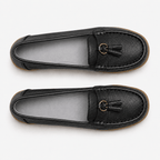 Comptoir du Mocassin Mocassins Femme en Cuir Noir à Enfiler avec Gland