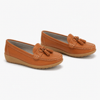 Comptoir du Mocassin Mocassins Femme en Cuir Orange à Enfiler à Glands