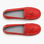 Comptoir du Mocassin Mocassins Femme en Cuir Rouge à Enfiler à Glands
