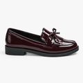 Comptoir du Mocassin Mocassins Femme en cuir verni Bordeaux à pompon et nœud