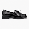 Comptoir du Mocassin Mocassins femme en cuir verni noir à pompon et nœud