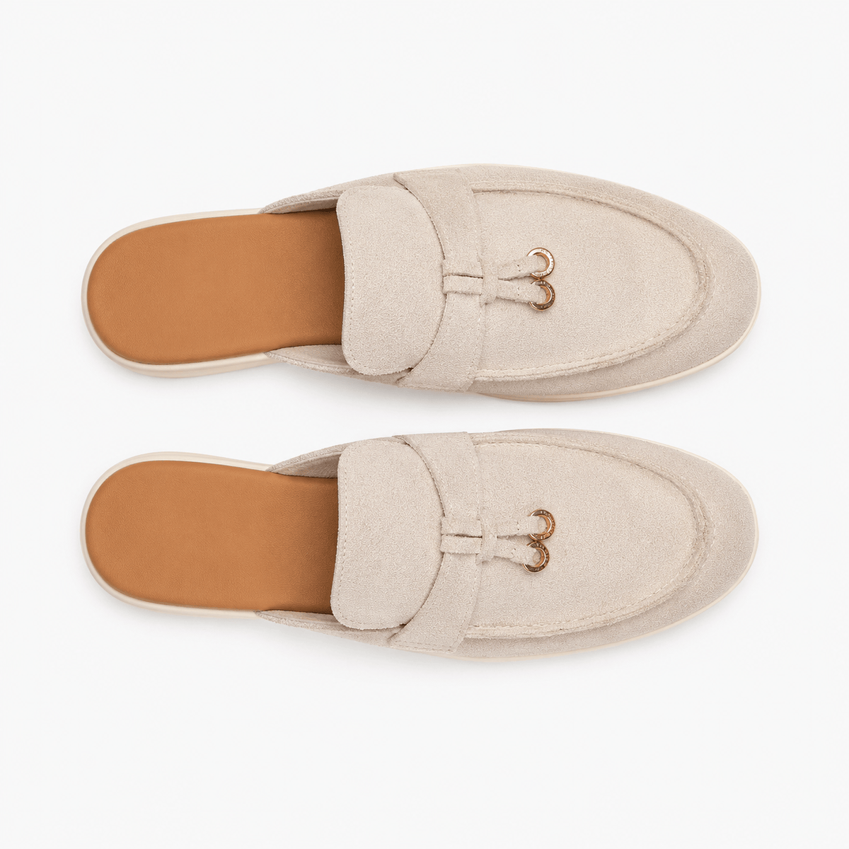 Comptoir du Mocassin Mocassins Femme Plats Beige à Boucle Métallique