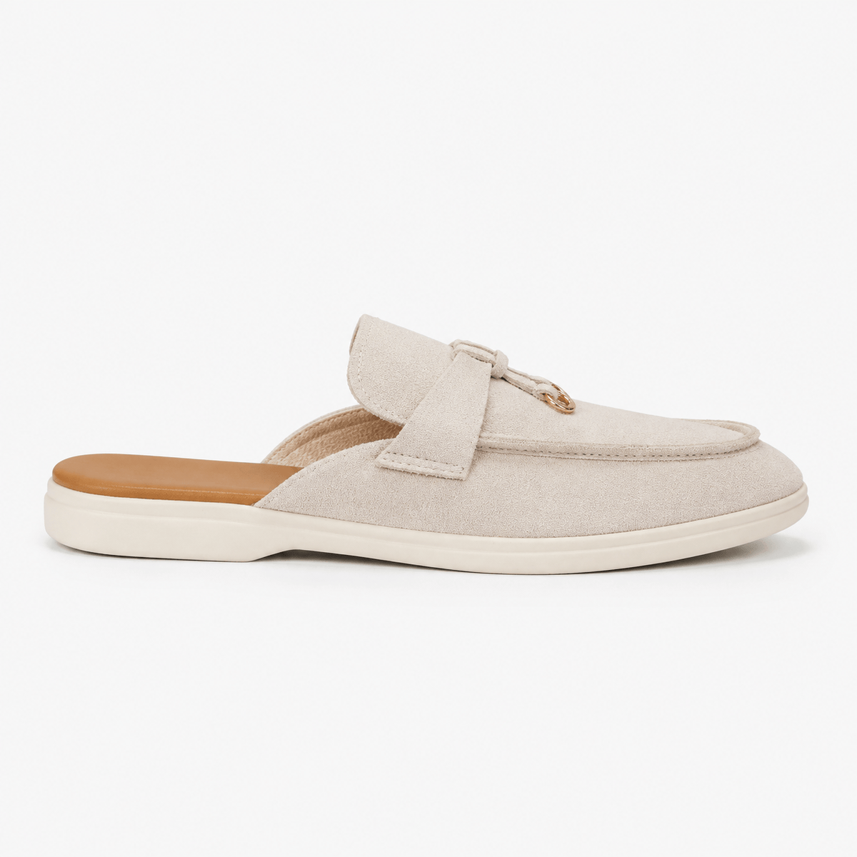 Comptoir du Mocassin Mocassins Femme Plats Beige à Boucle Métallique