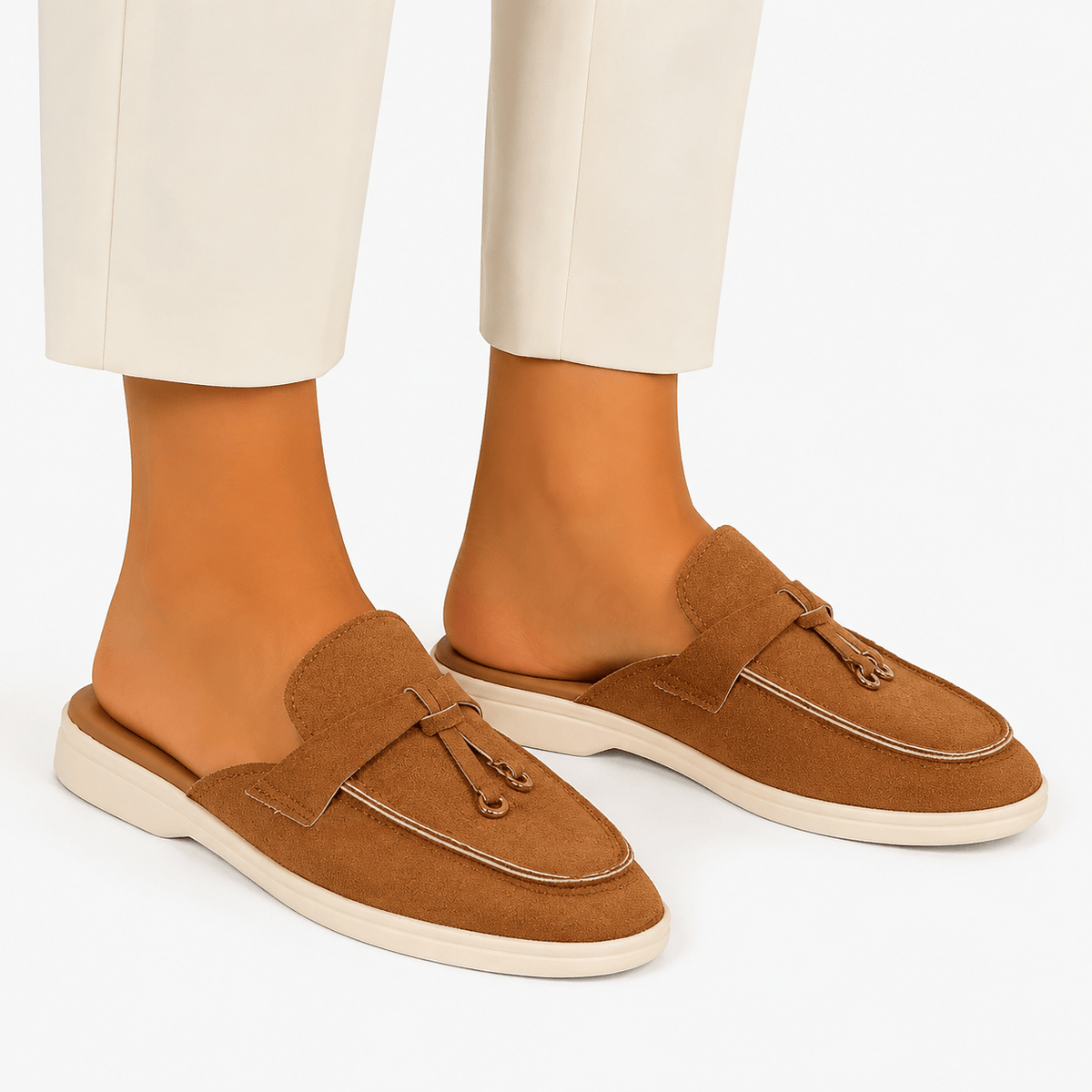 Comptoir du Mocassin Mocassins Femme Plats Camel à Boucle Métallique