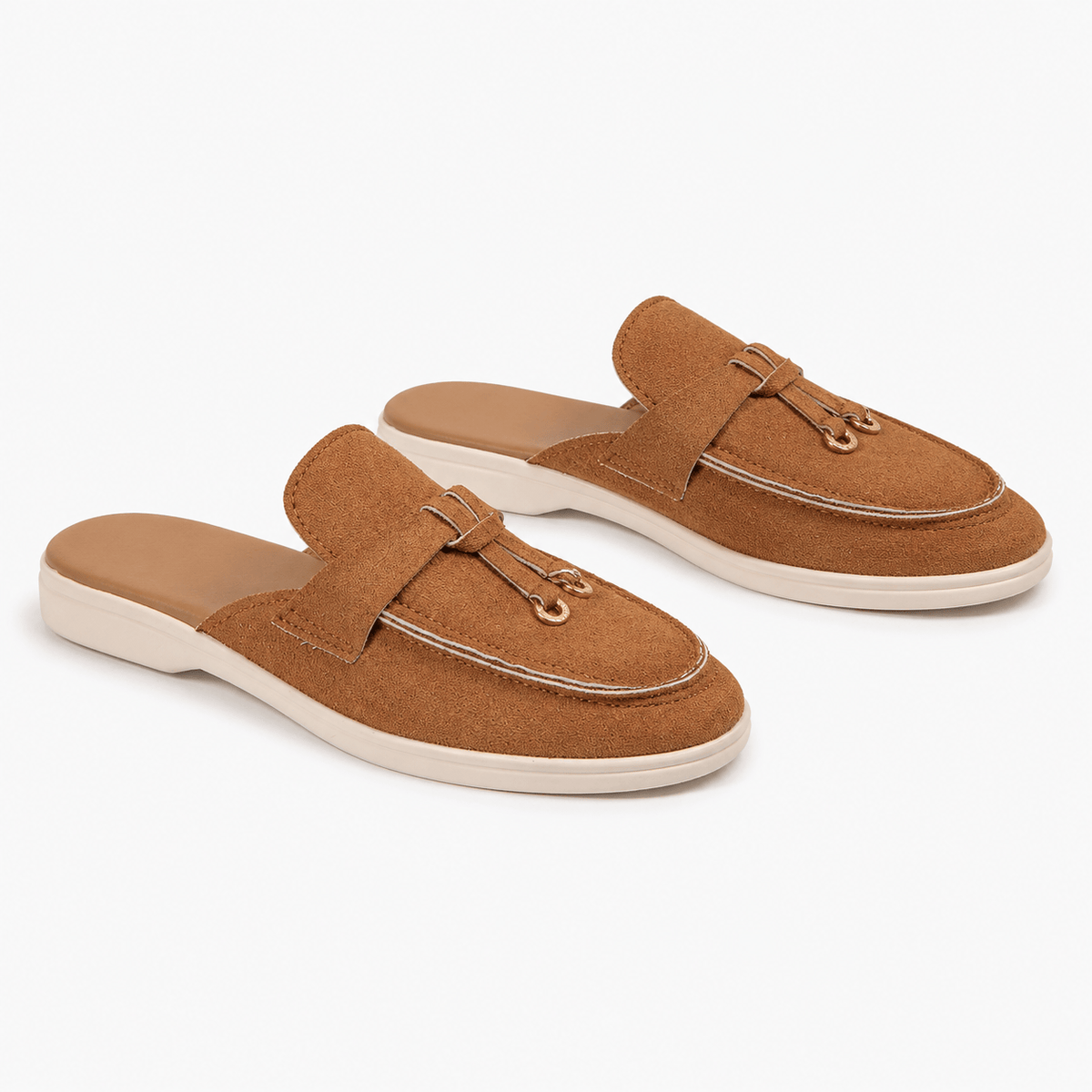 Comptoir du Mocassin Mocassins Femme Plats Camel à Boucle Métallique
