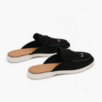 Comptoir du Mocassin Mocassins Femme Plats Noir à Boucle Métallique