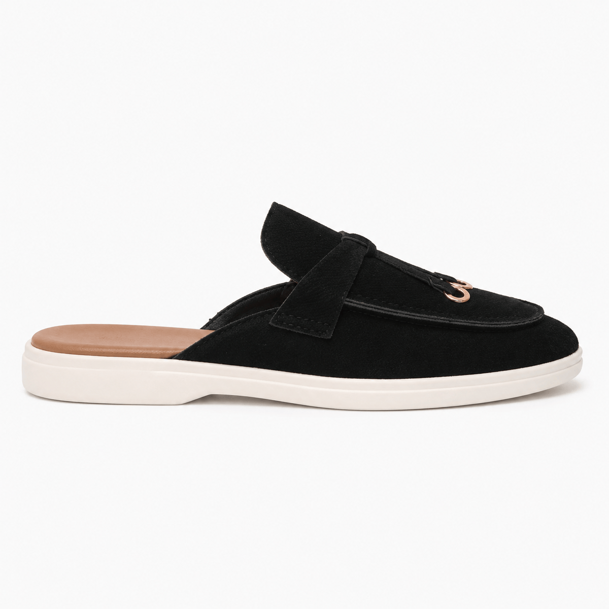 Comptoir du Mocassin Mocassins Femme Plats Noir à Boucle Métallique