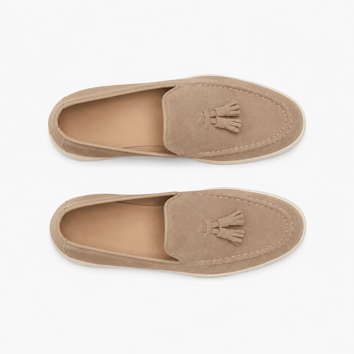 Comptoir du Mocassin Mocassins Homme en Cuir et Suède Beige à Glands