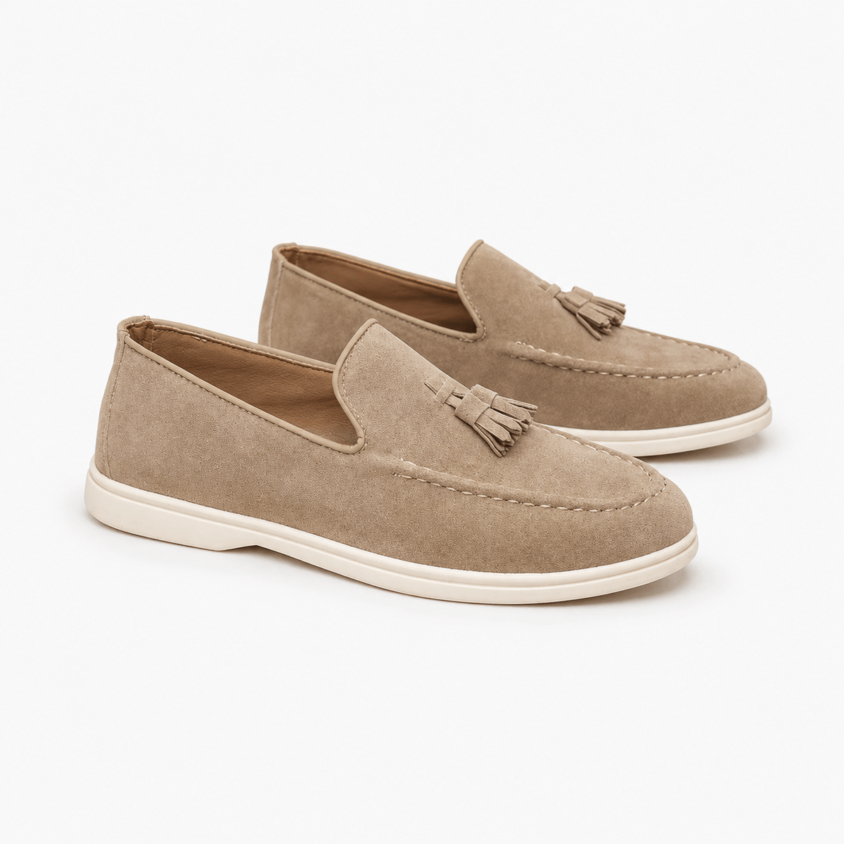 Comptoir du Mocassin Mocassins Homme en Cuir et Suède Beige à Glands