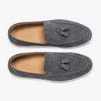 Comptoir du Mocassin Mocassins Homme en Cuir et Suède Gris à Glands