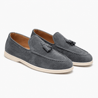 Comptoir du Mocassin Mocassins Homme en Cuir et Suède Gris à Glands