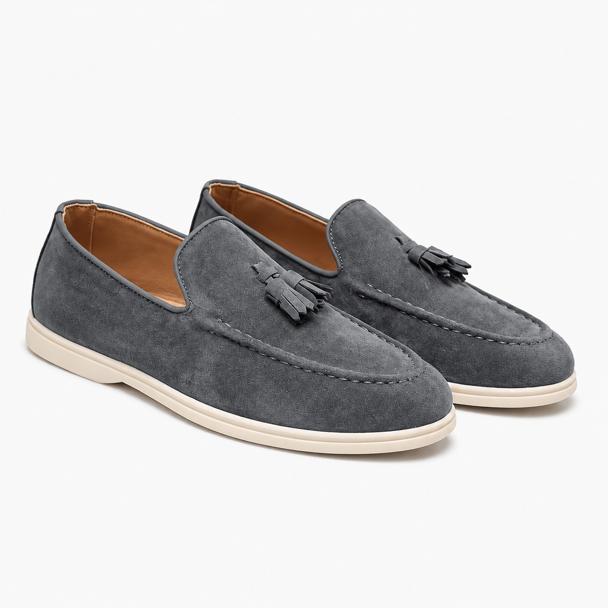 Comptoir du Mocassin Mocassins Homme en Cuir et Suède Gris à Glands