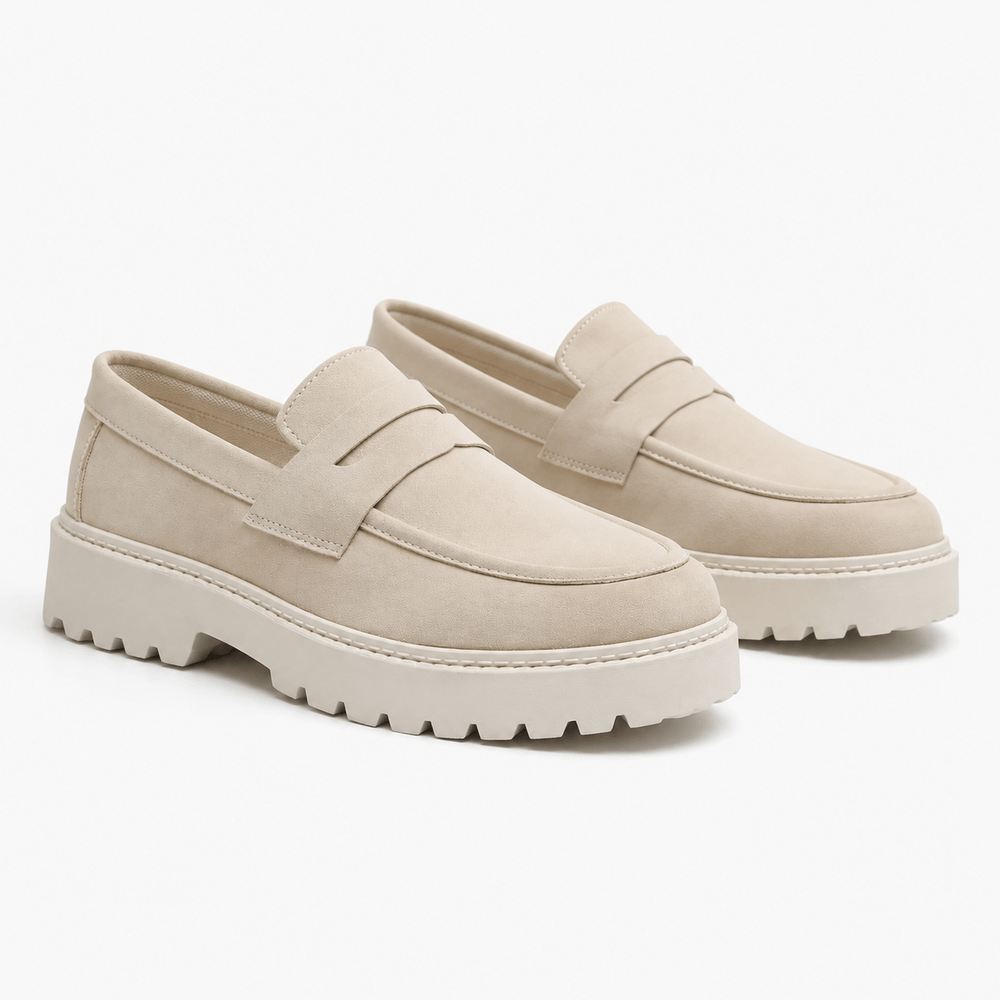 Comptoir du Mocassin Mocassins homme en cuir suédé beige style preppy