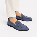 Comptoir du Mocassin Mocassins homme en suède bleu style preppy
