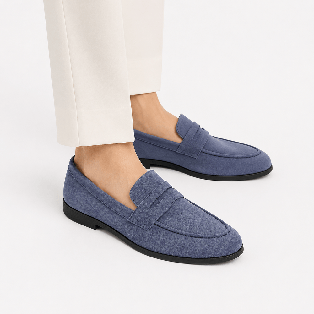 Comptoir du Mocassin Mocassins homme en suède bleu style preppy