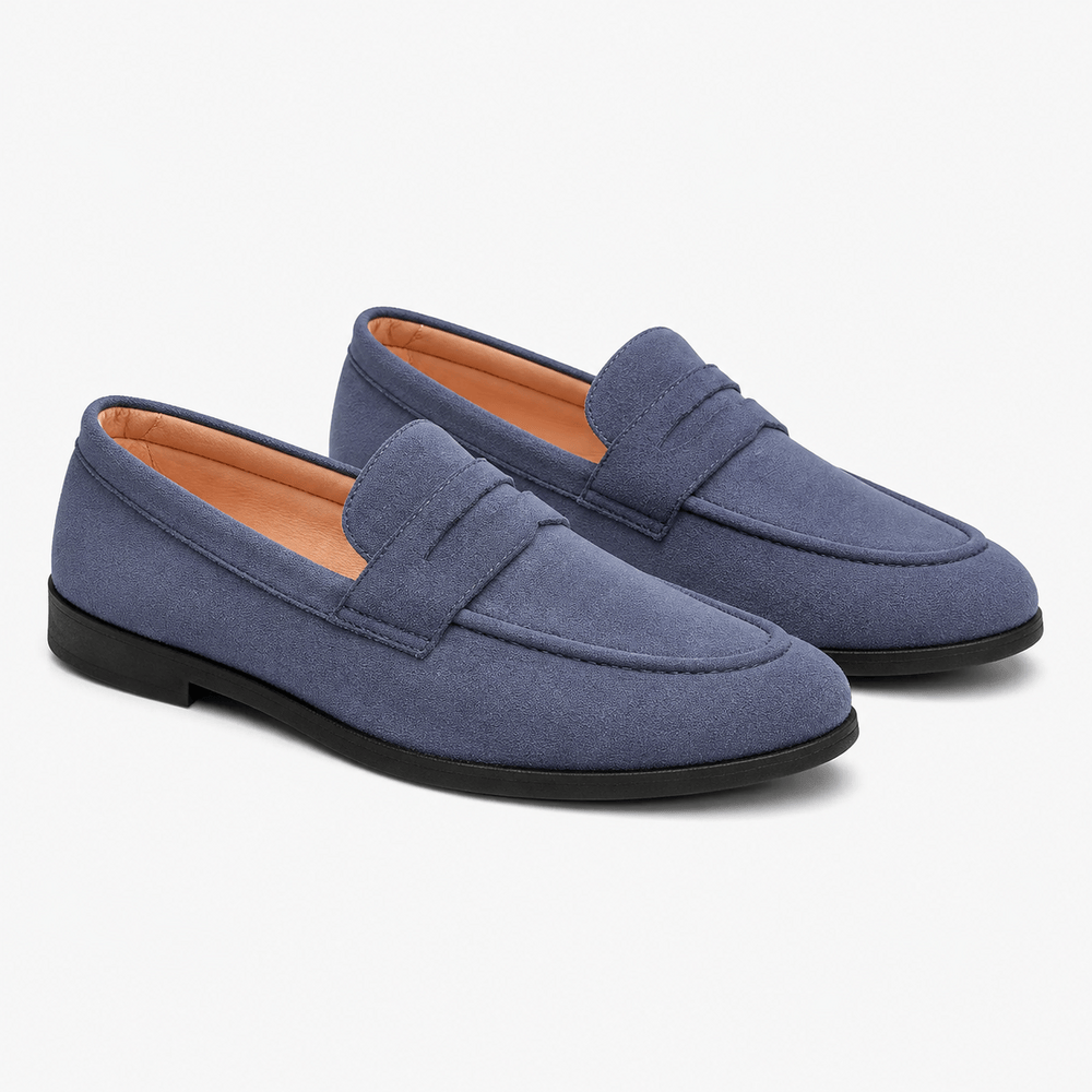 Comptoir du Mocassin Mocassins homme en suède bleu style preppy