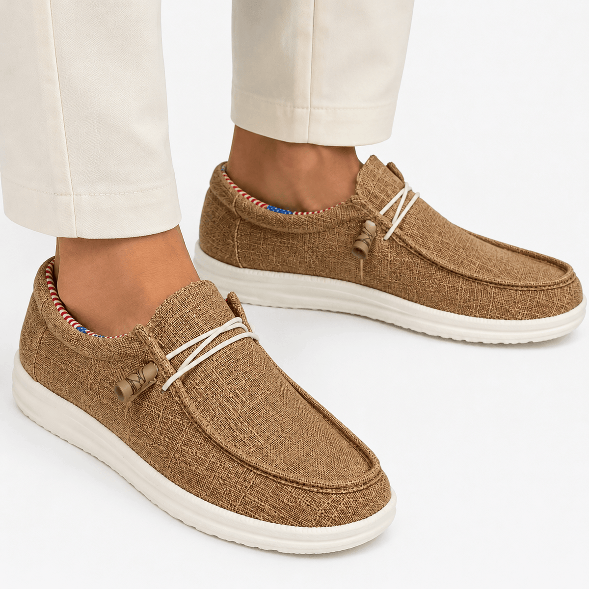 Comptoir du Mocassin Mocassins Homme en Toile Beige