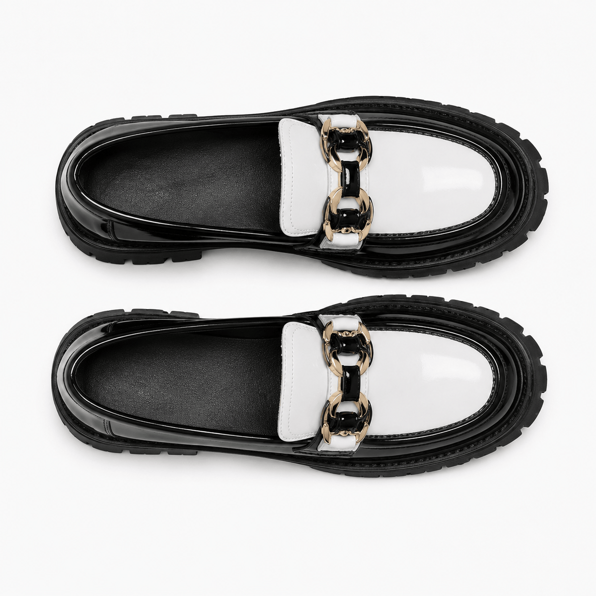 Comptoir du Mocassin Mocassins Homme Noir et blanc à Semelle Épaisse