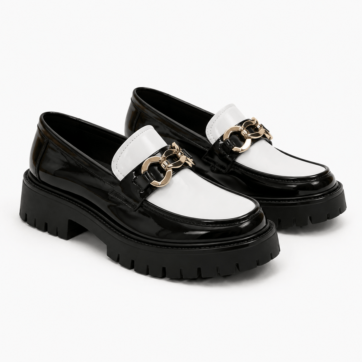 Comptoir du Mocassin Mocassins Homme Noir et blanc à Semelle Épaisse