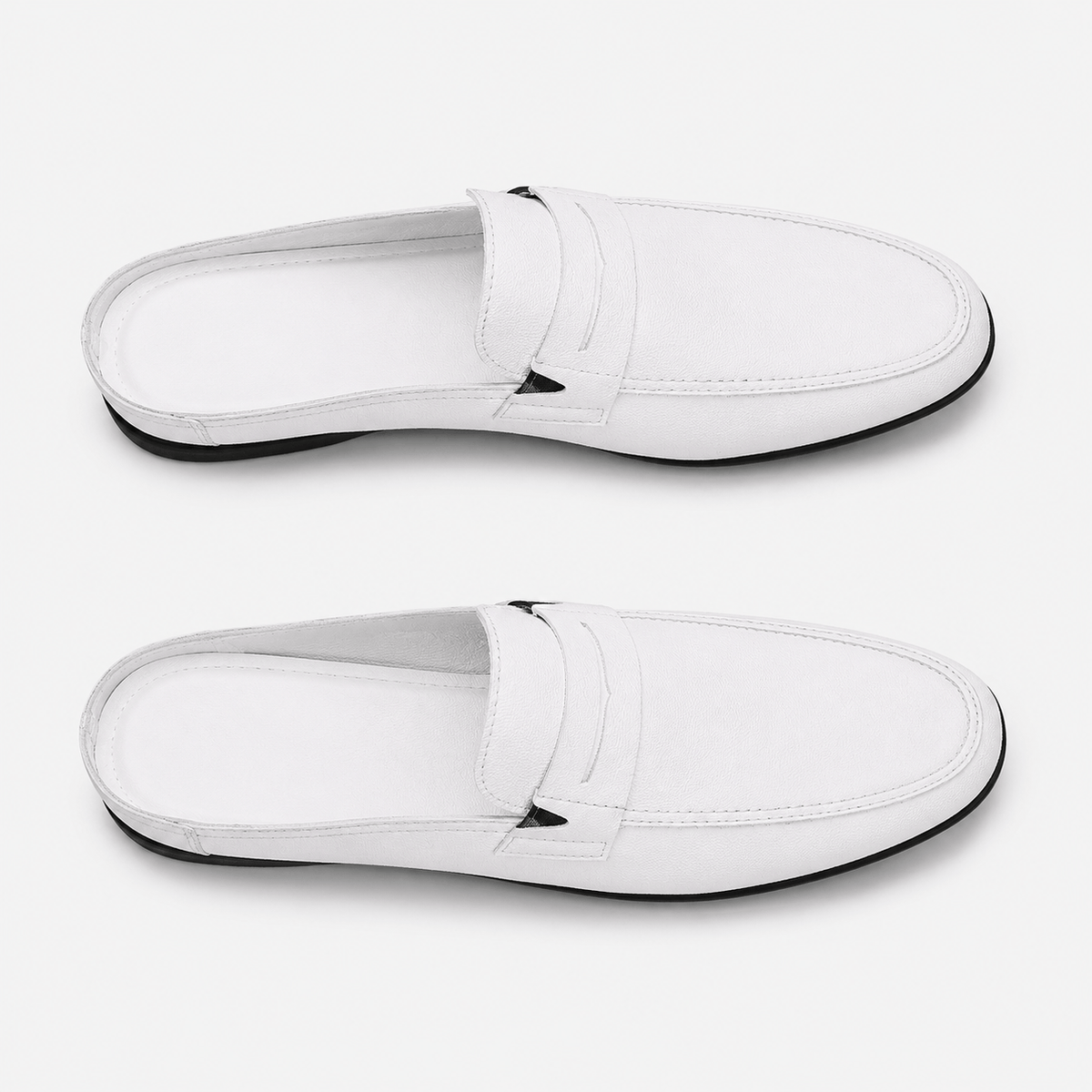 Comptoir du Mocassin Mocassins Mules Homme en Cuir Blanc