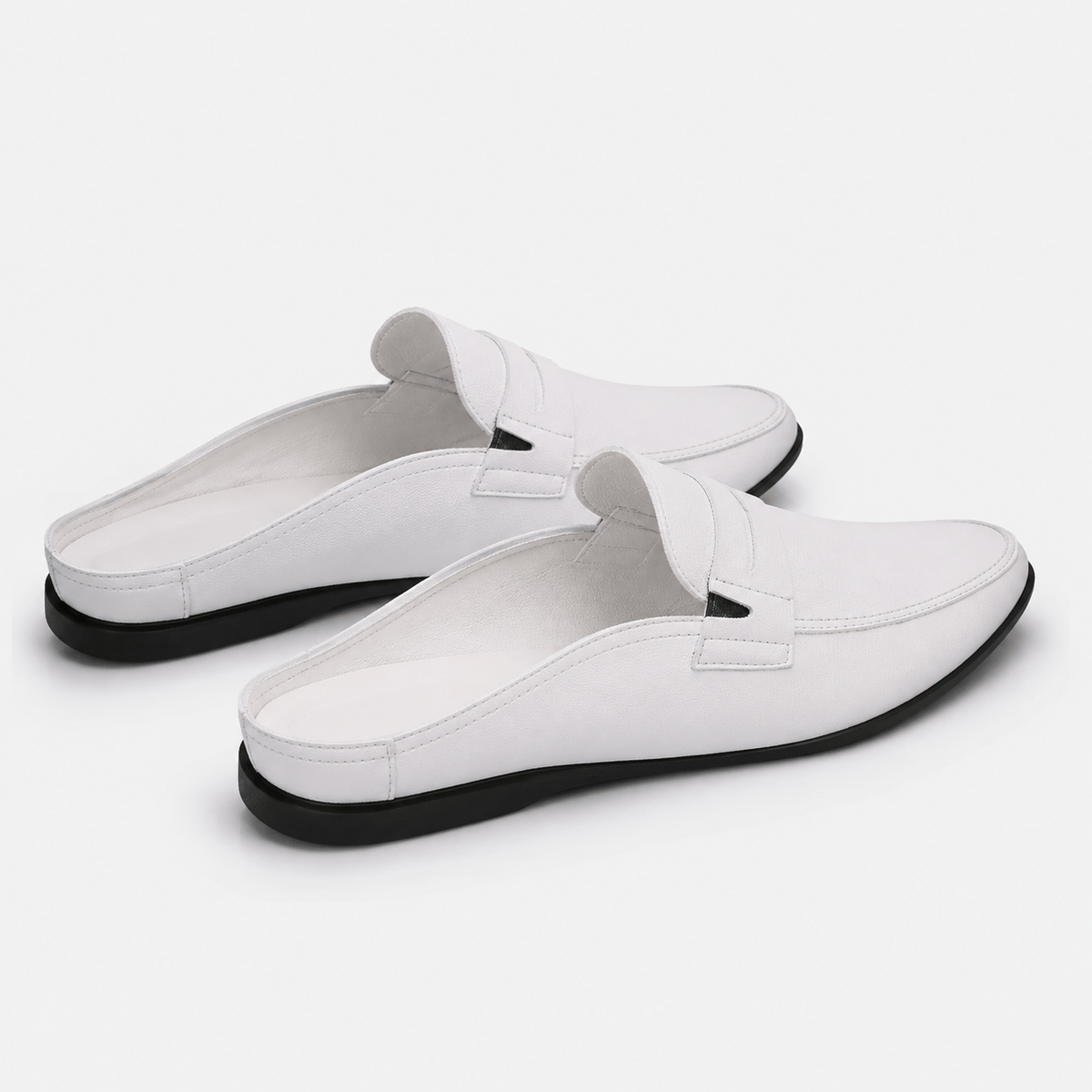 Comptoir du Mocassin Mocassins Mules Homme en Cuir Blanc