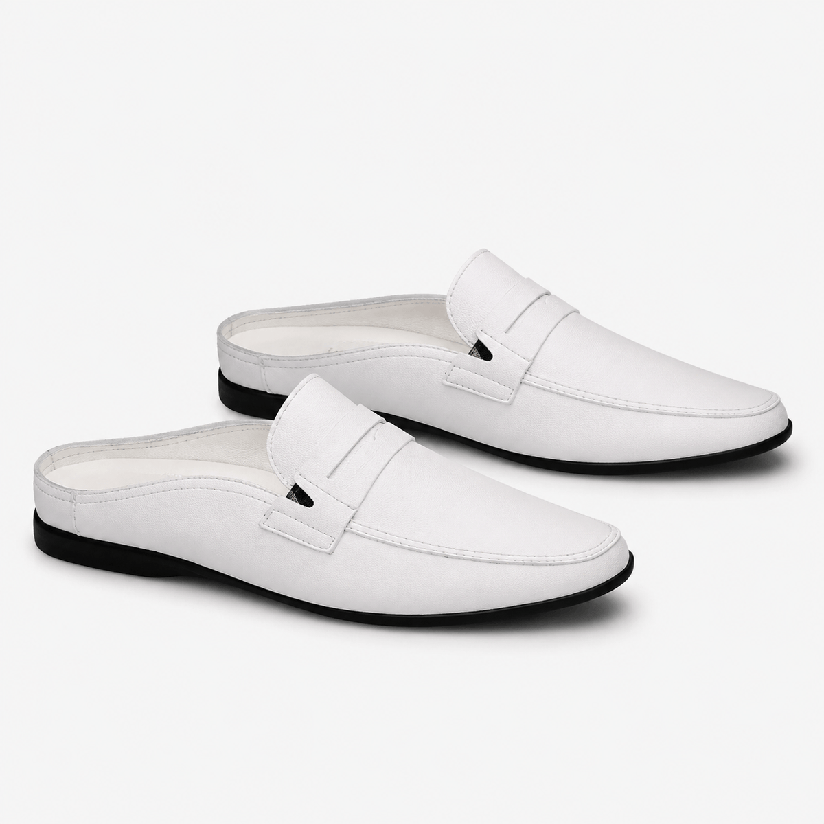 Comptoir du Mocassin Mocassins Mules Homme en Cuir Blanc