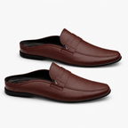 Comptoir du Mocassin Mocassins mules  homme en cuir marron à enfiler