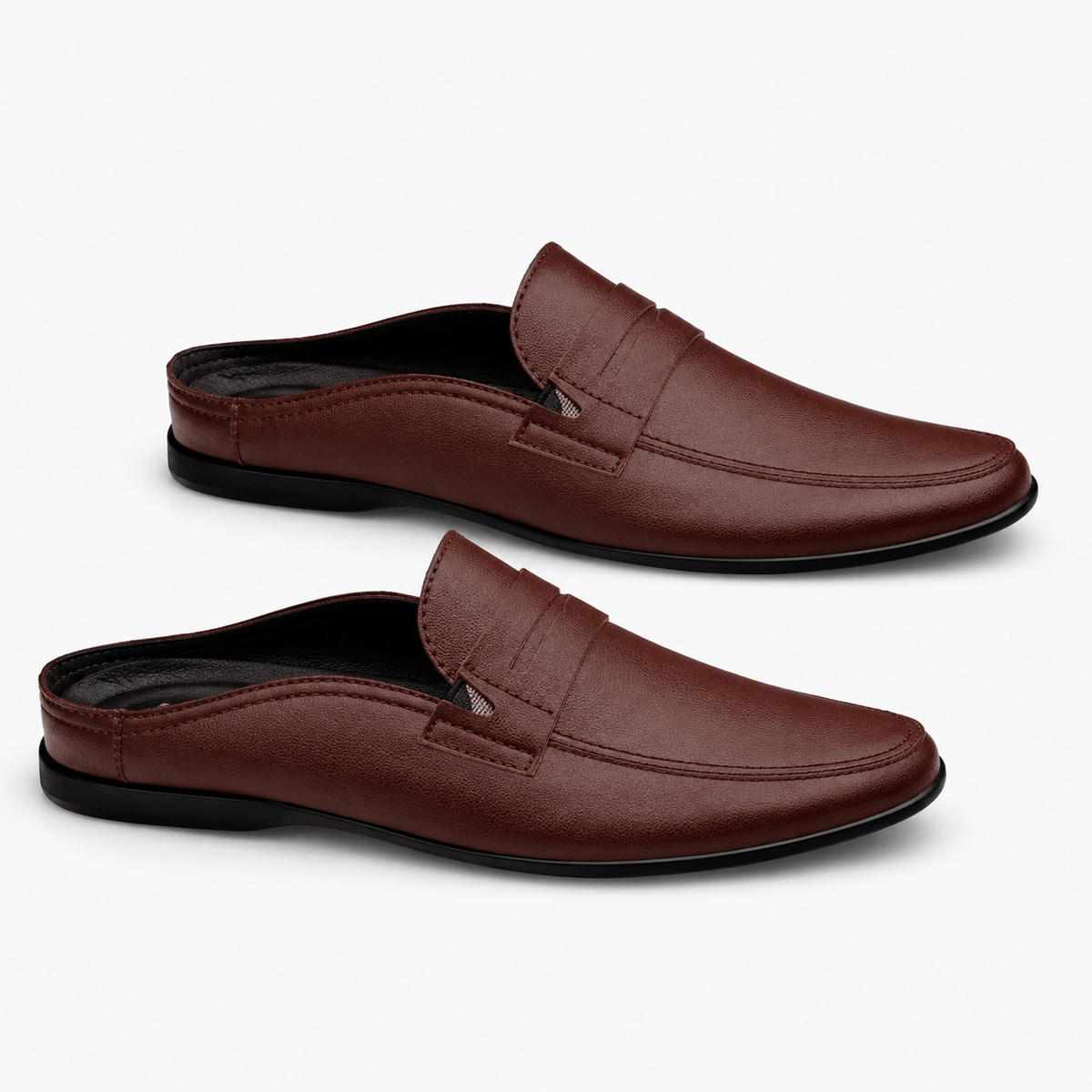 Comptoir du Mocassin Mocassins mules  homme en cuir marron à enfiler