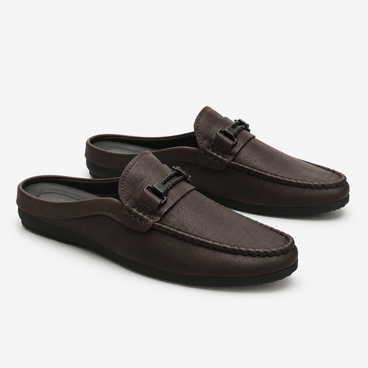Comptoir du Mocassin Mocassins Mules homme en cuir marron à enfiler