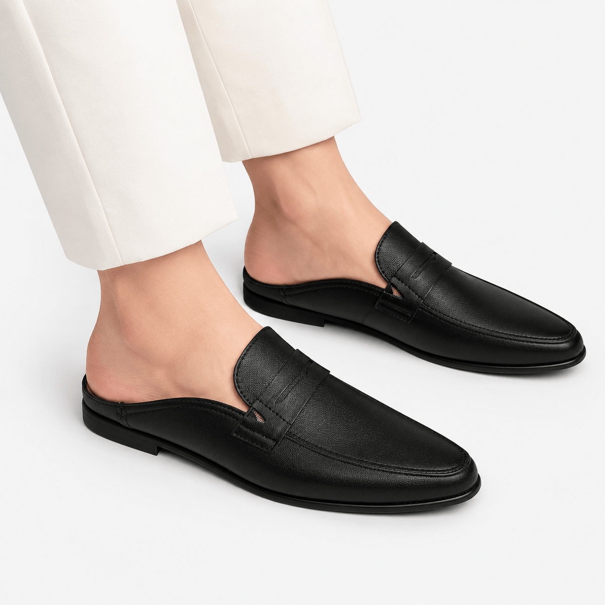 Comptoir du Mocassin Mocassins Mules Homme en Cuir Noir