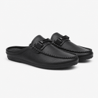 Comptoir du Mocassin Mocassins mules homme en cuir noir à enfiler
