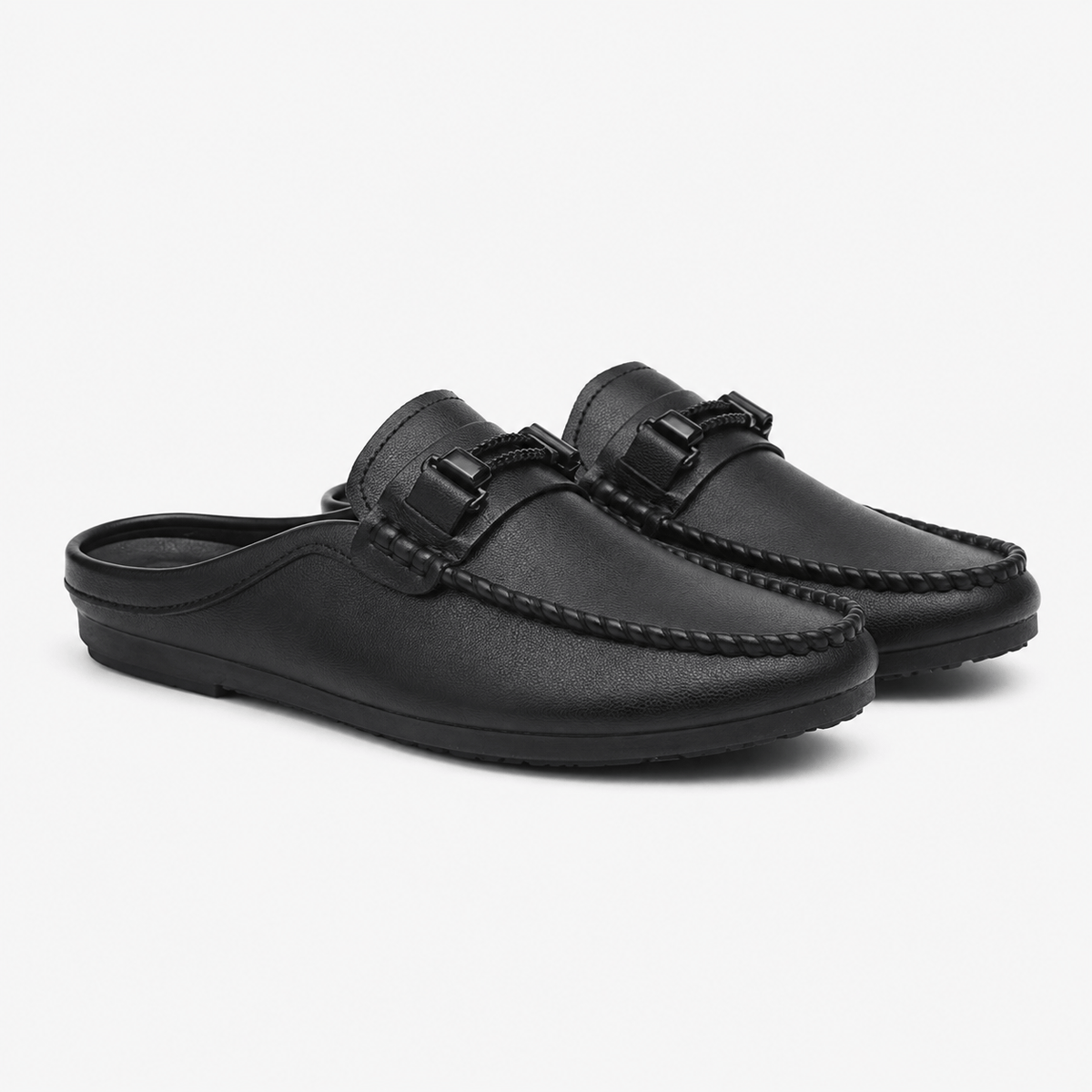 Comptoir du Mocassin Mocassins mules homme en cuir noir à enfiler