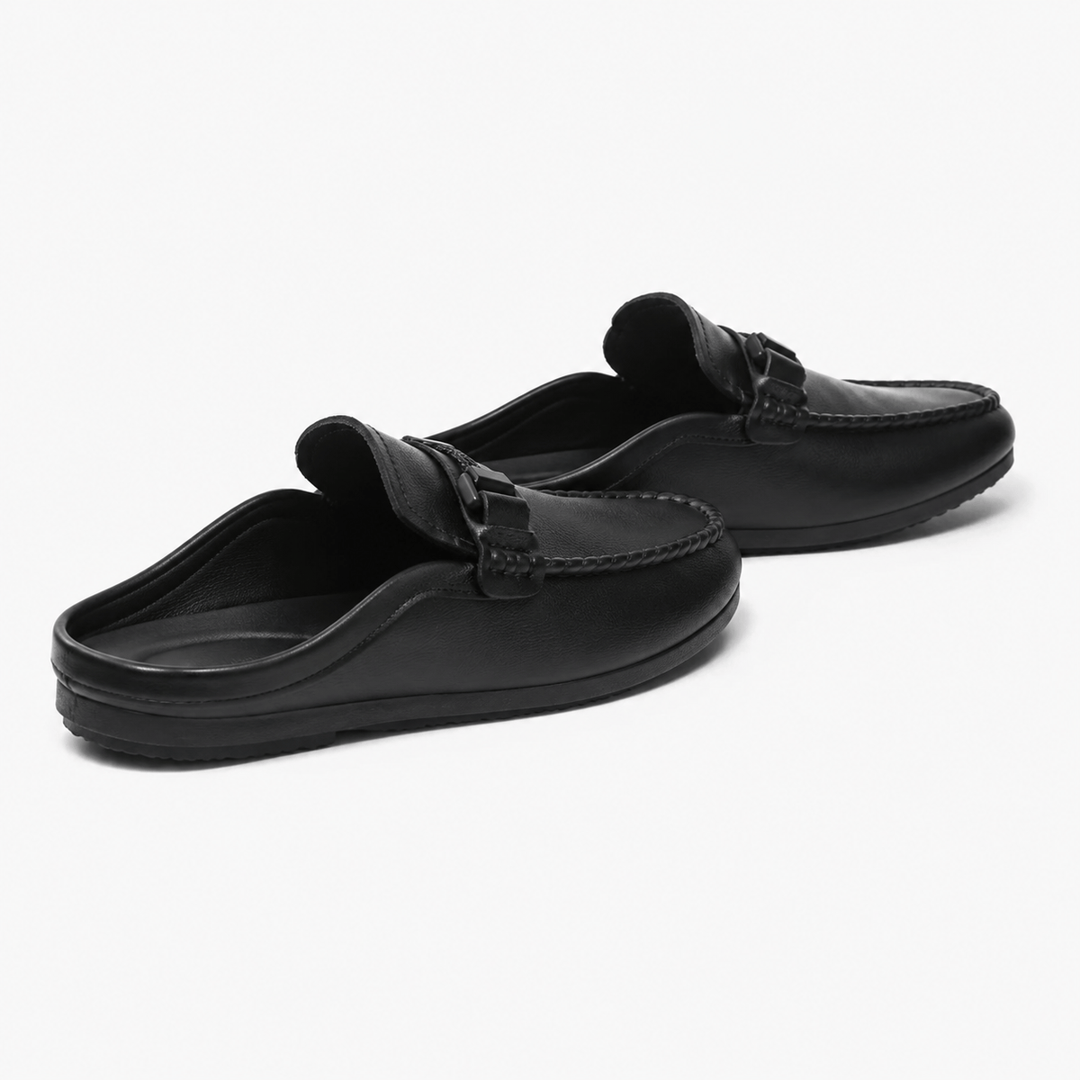 Comptoir du Mocassin Mocassins mules homme en cuir noir à enfiler