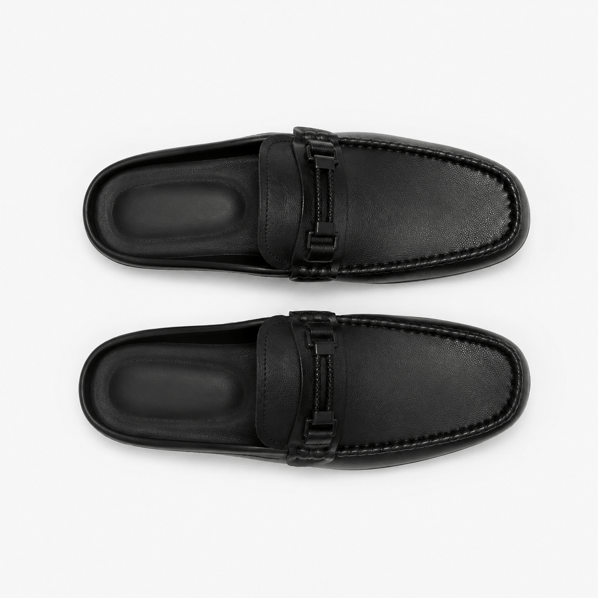 Comptoir du Mocassin Mocassins mules homme en cuir noir à enfiler