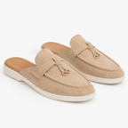 Comptoir du Mocassin Mocassins plats femme sable à boucle et pompon